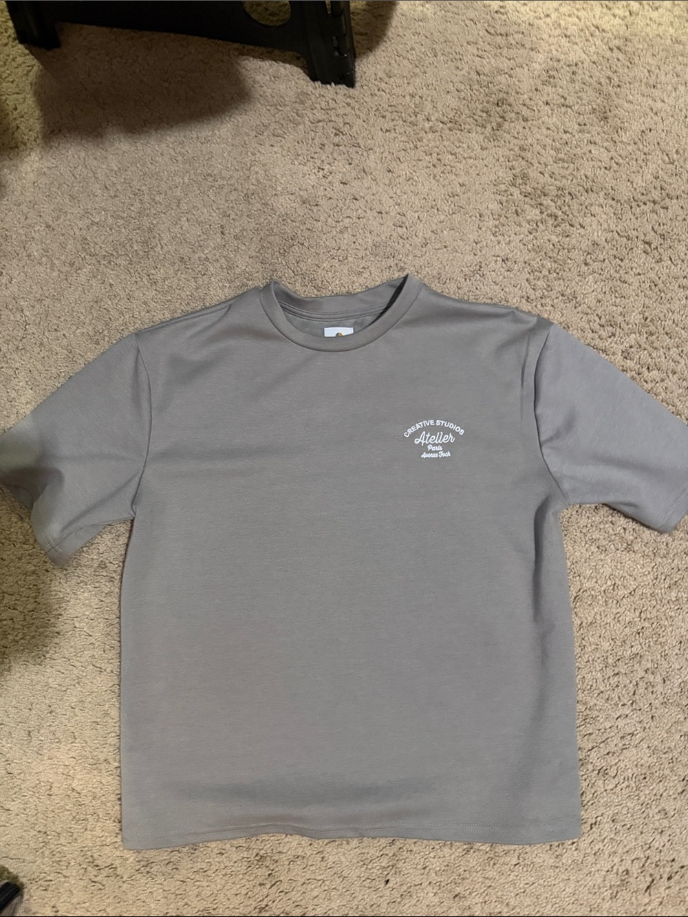 Casual Grey Short Sleeve Tee with Small Chest Logo